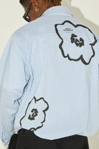 Empty Reference Striped Hand Painted Flowers Shirt