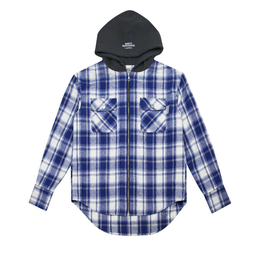 Empty Reference Plaid Woolen Hooded Jacket