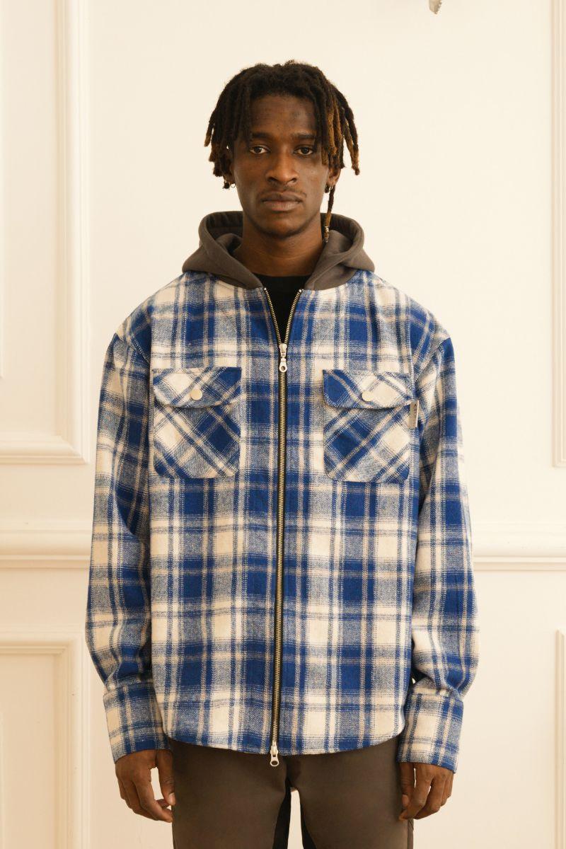Empty Reference Plaid Woolen Hooded Jacket