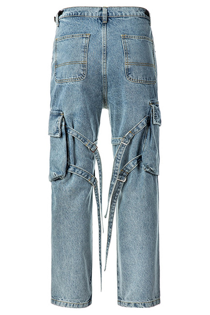 OO Straps Straight Washed Jeans