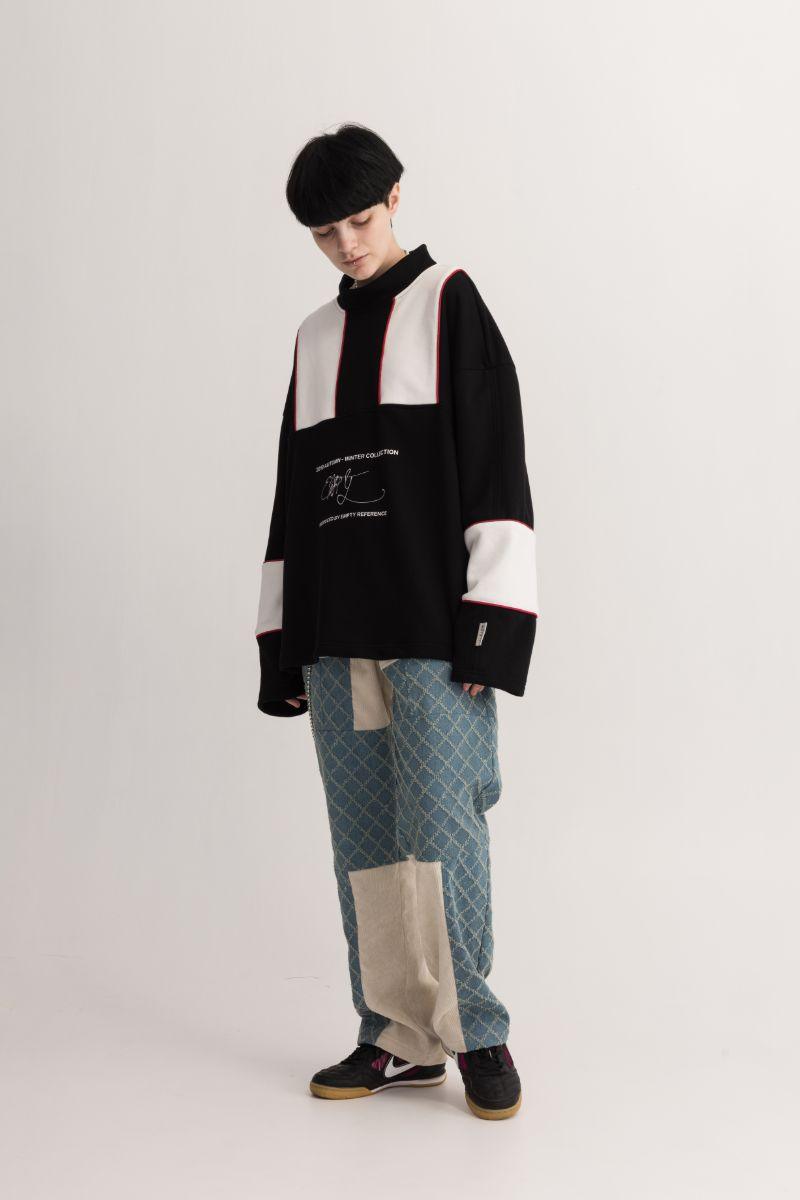 Empty Reference Plaid Stitching Jeans