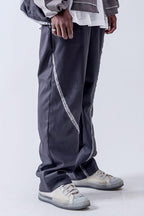 Center of Rotation Plaid Stitching Straight Trousers
