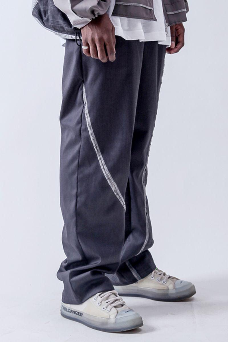 Center of Rotation Plaid Stitching Straight Trousers