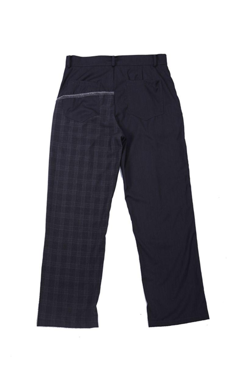 Center of Rotation Plaid Stitching Straight Trousers