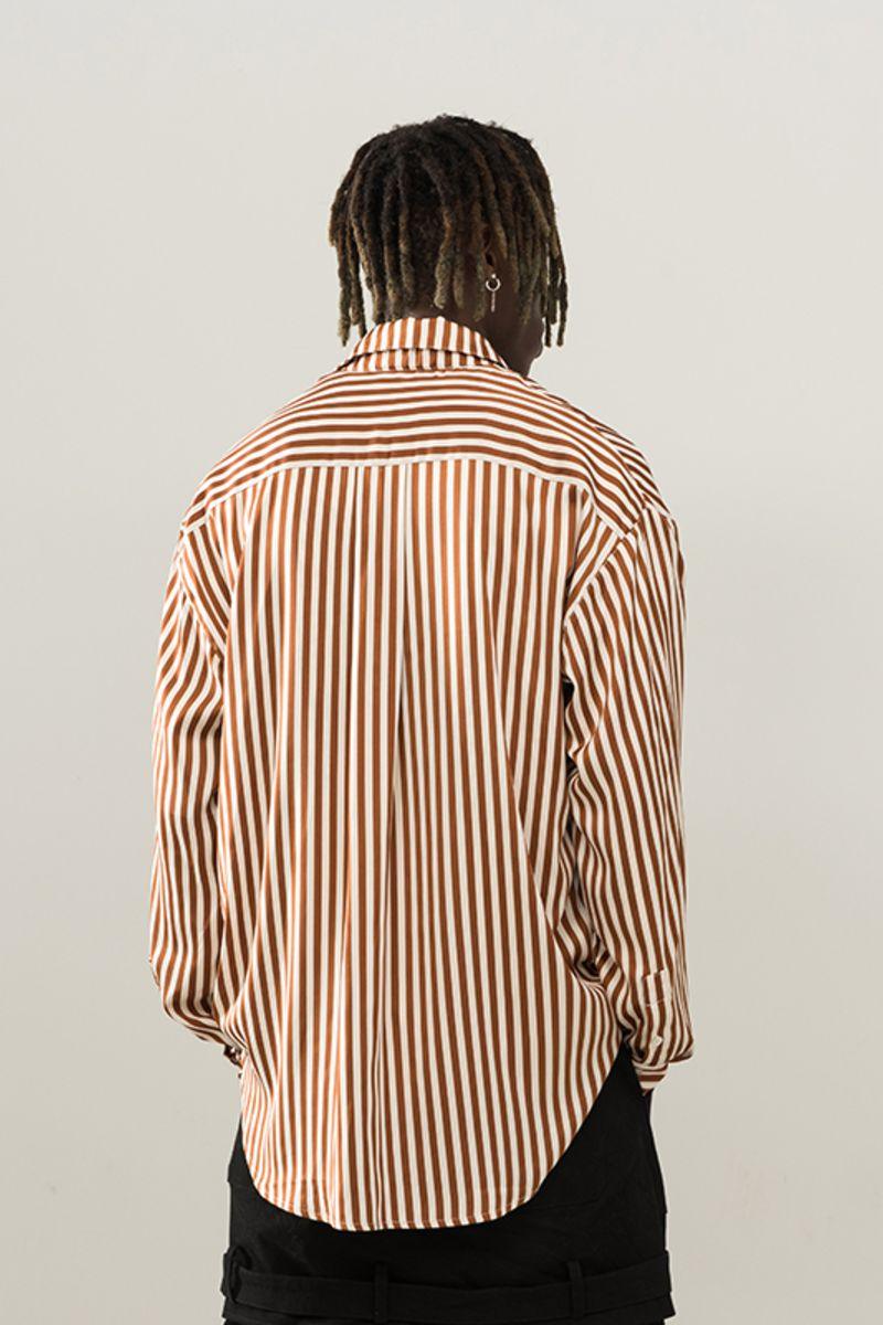 Empty Reference Brown Striped L/S Shirt