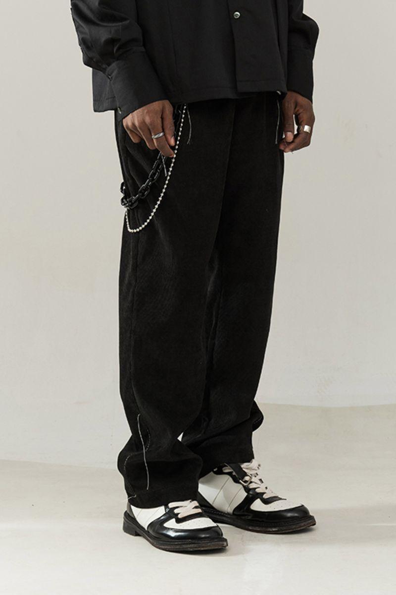 Empty Reference Black Corduroy Straight Trousers