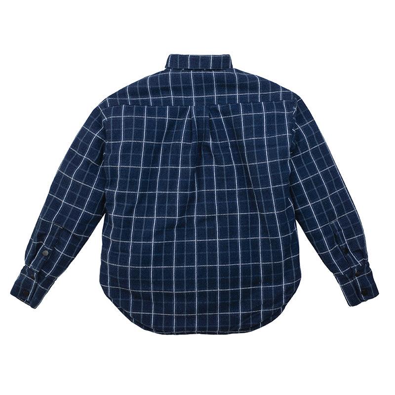 Empty Reference Blue Checkered Shirt Heavy Jacket