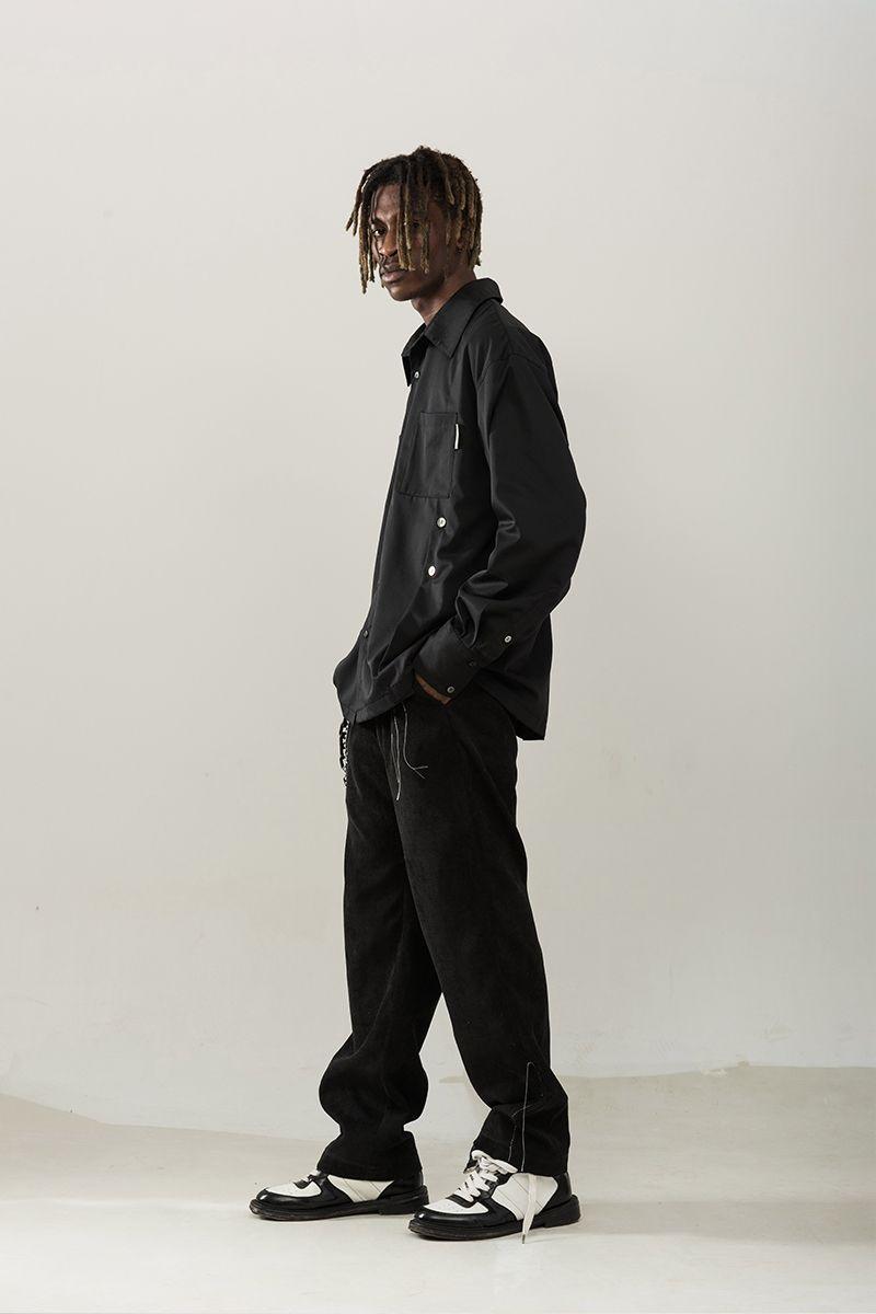 Empty Reference Black Corduroy Straight Trousers