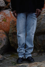 STEEPC Logo Graffiti Zipper Jeans