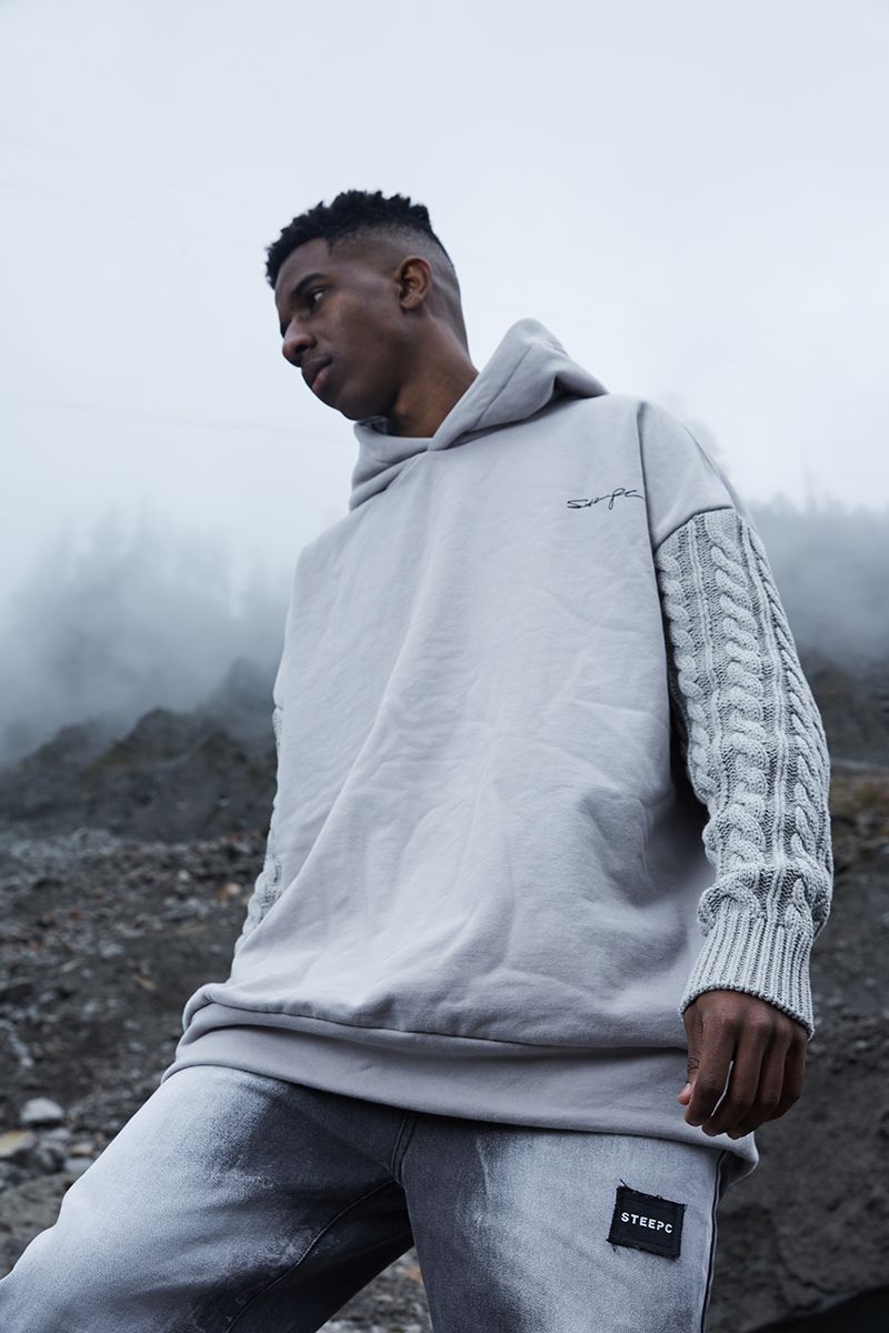 STEEPC Cable Knit Logo Hoodie