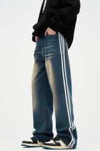 Washed Loose Track Jeans
