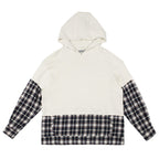 Empty Reference White Plaid Stitched Hoodie