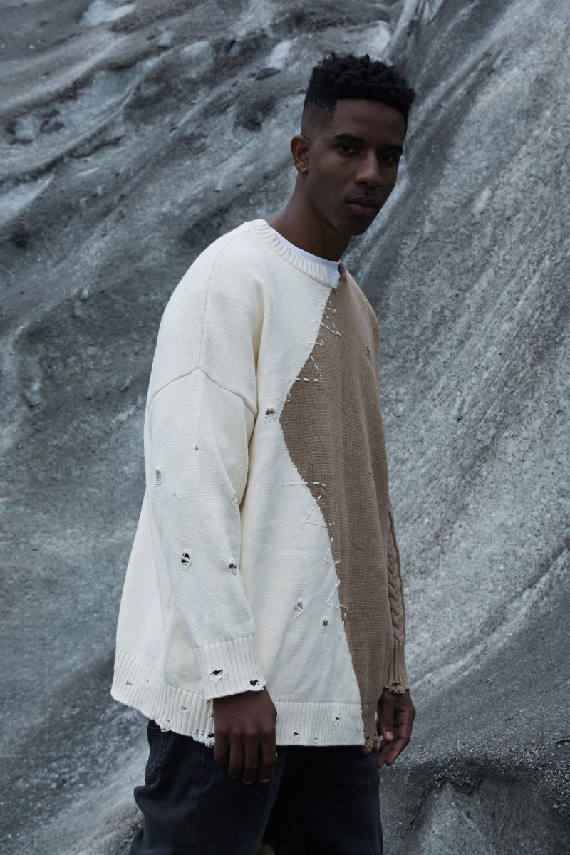 STEEPC Irregular Distressed Sweater