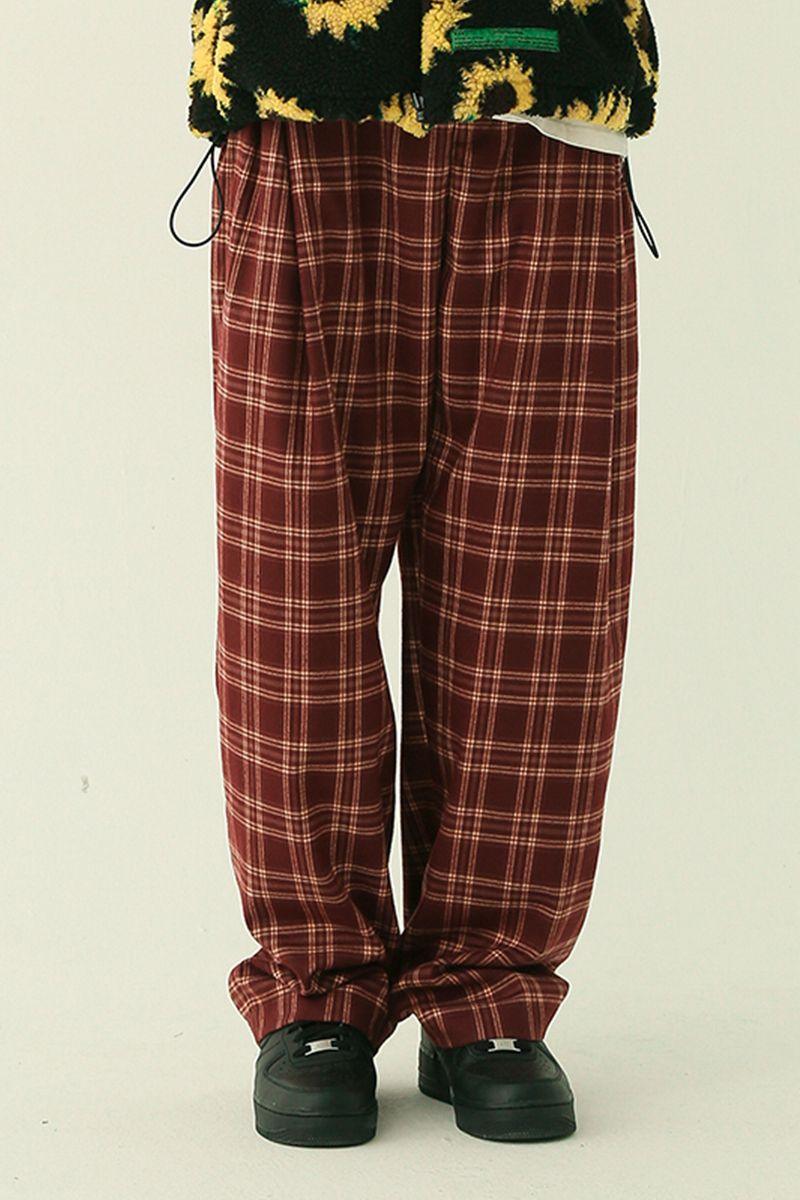 CZ Red Wine Plaid Trousers