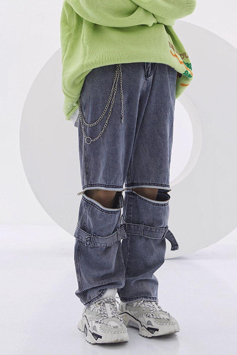 CZ Zipper Straps Loose Jeans