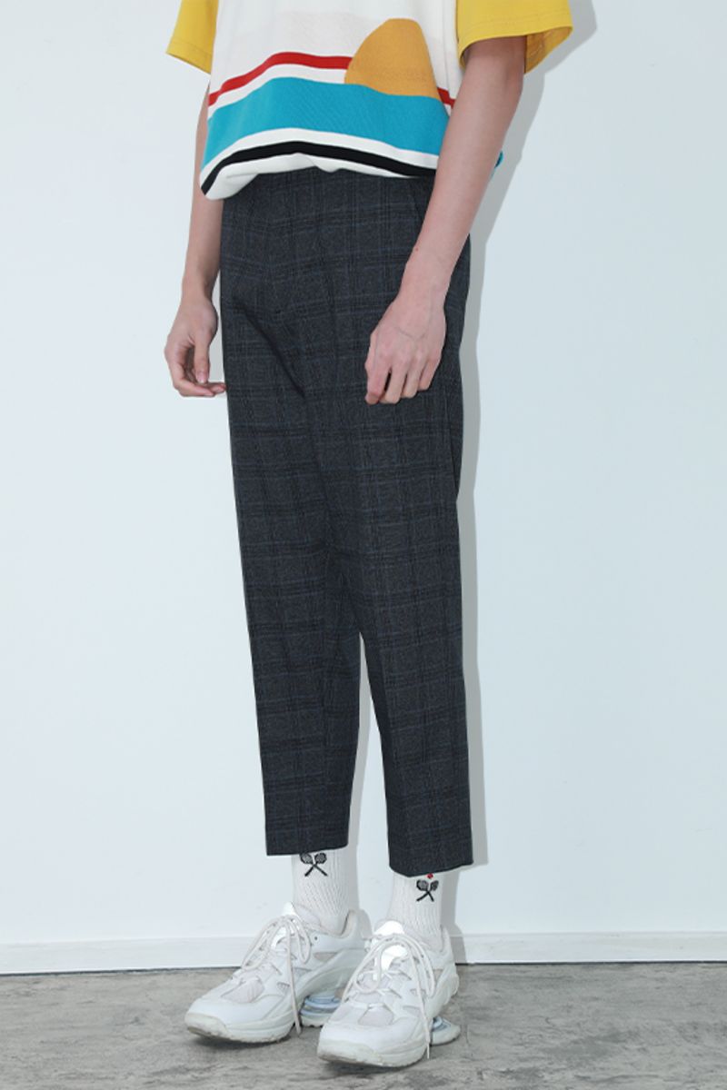 Mix7 Plaid Straight Trousers