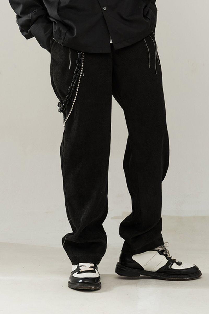 Empty Reference Black Corduroy Straight Trousers