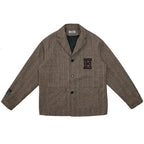 Empty Reference Embroidery Logo Plaid Blazer
