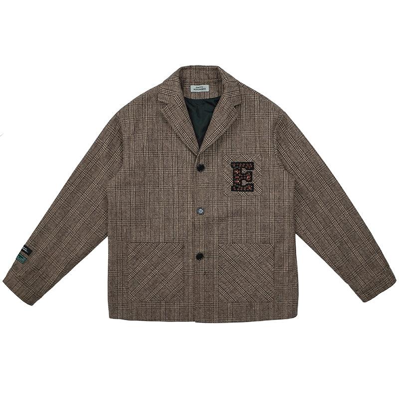 Empty Reference Embroidery Logo Plaid Blazer