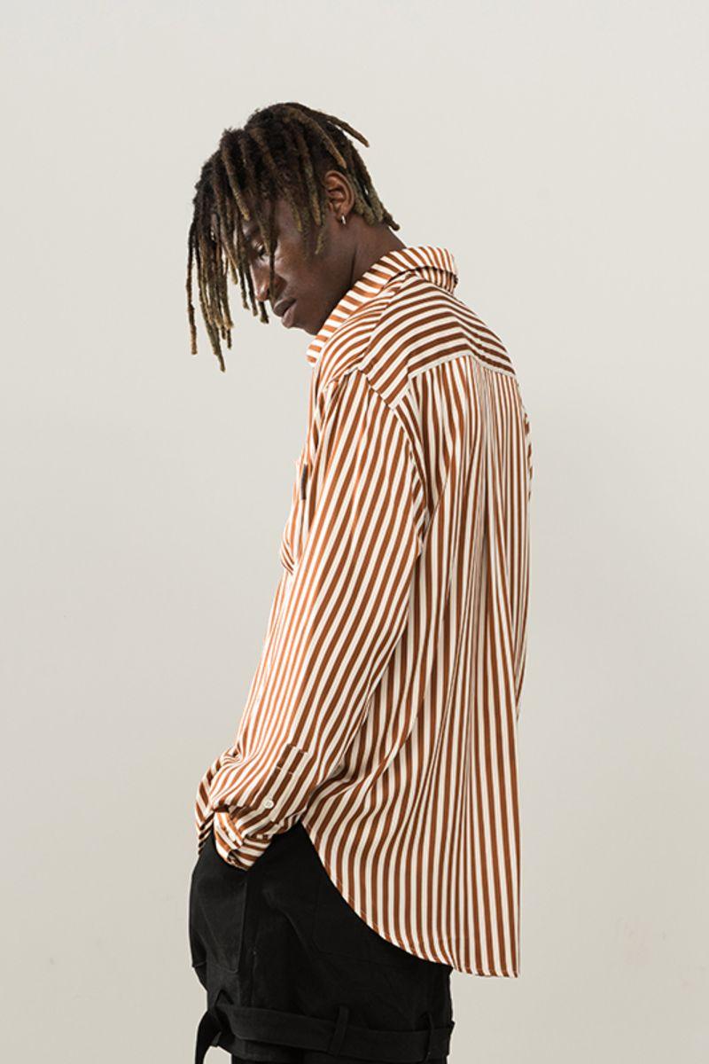 Empty Reference Brown Striped L/S Shirt
