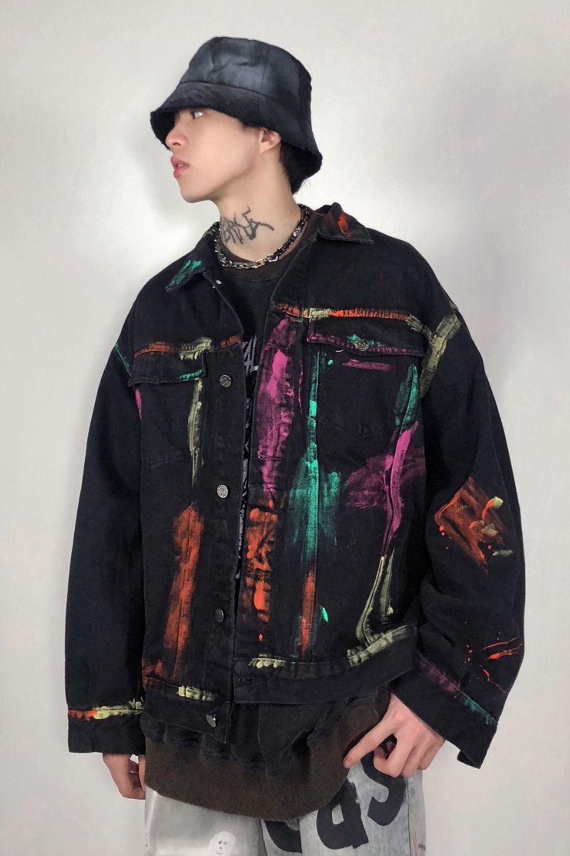 CZ Abstract Painted Jeans Jacket
