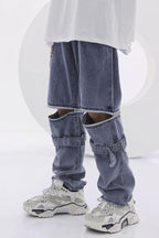 CZ Zipper Straps Loose Jeans