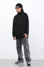 CZ Solid Black Turtleneck
