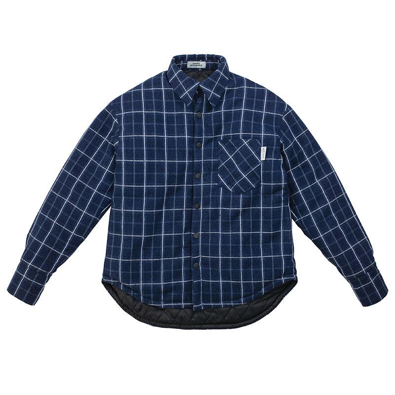 Empty Reference Blue Checkered Shirt Heavy Jacket