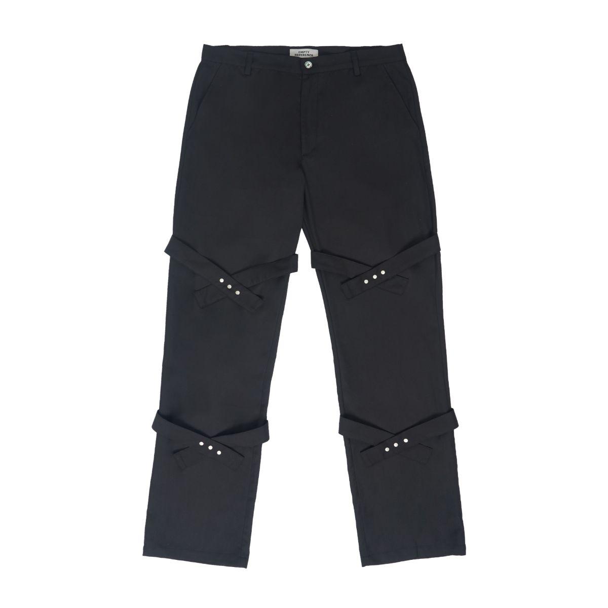 Empty Reference Black Straps Straight Trousers