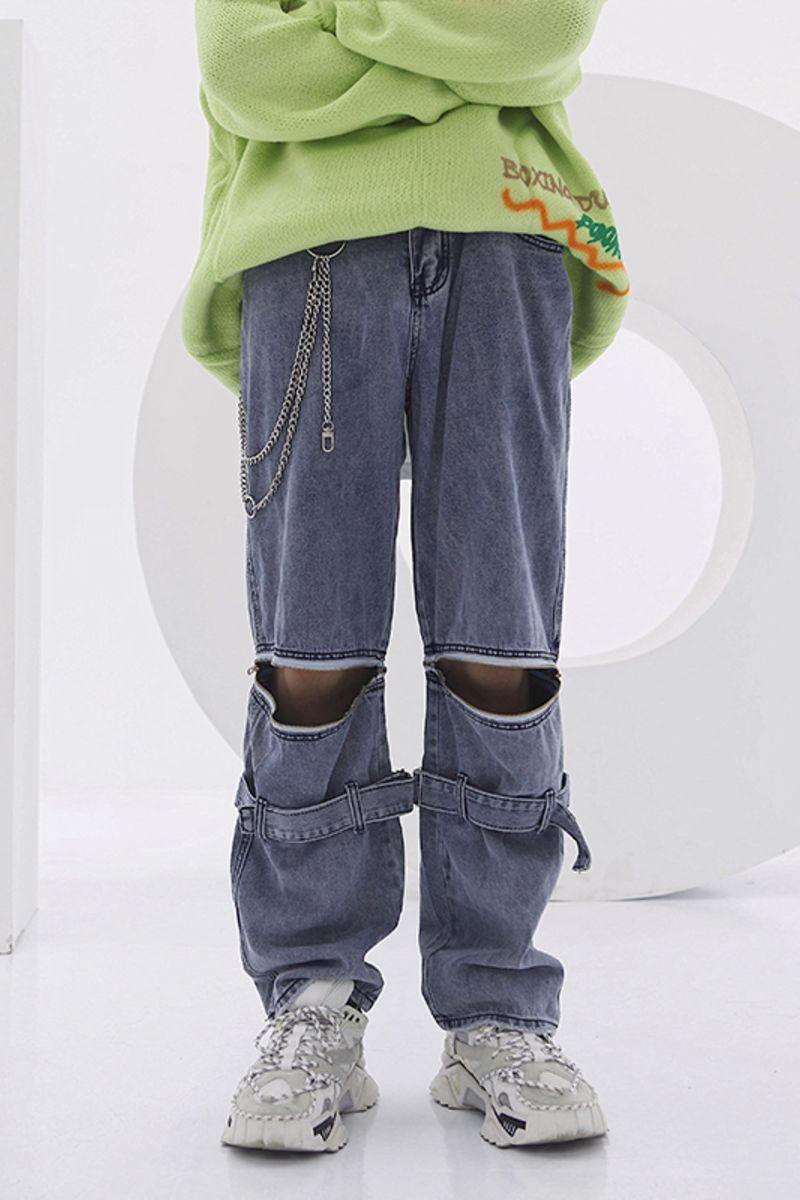 CZ Zipper Straps Loose Jeans