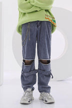 CZ Zipper Straps Loose Jeans