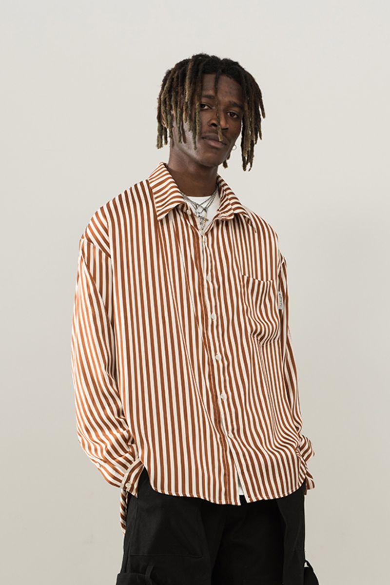 Empty Reference Brown Striped L/S Shirt