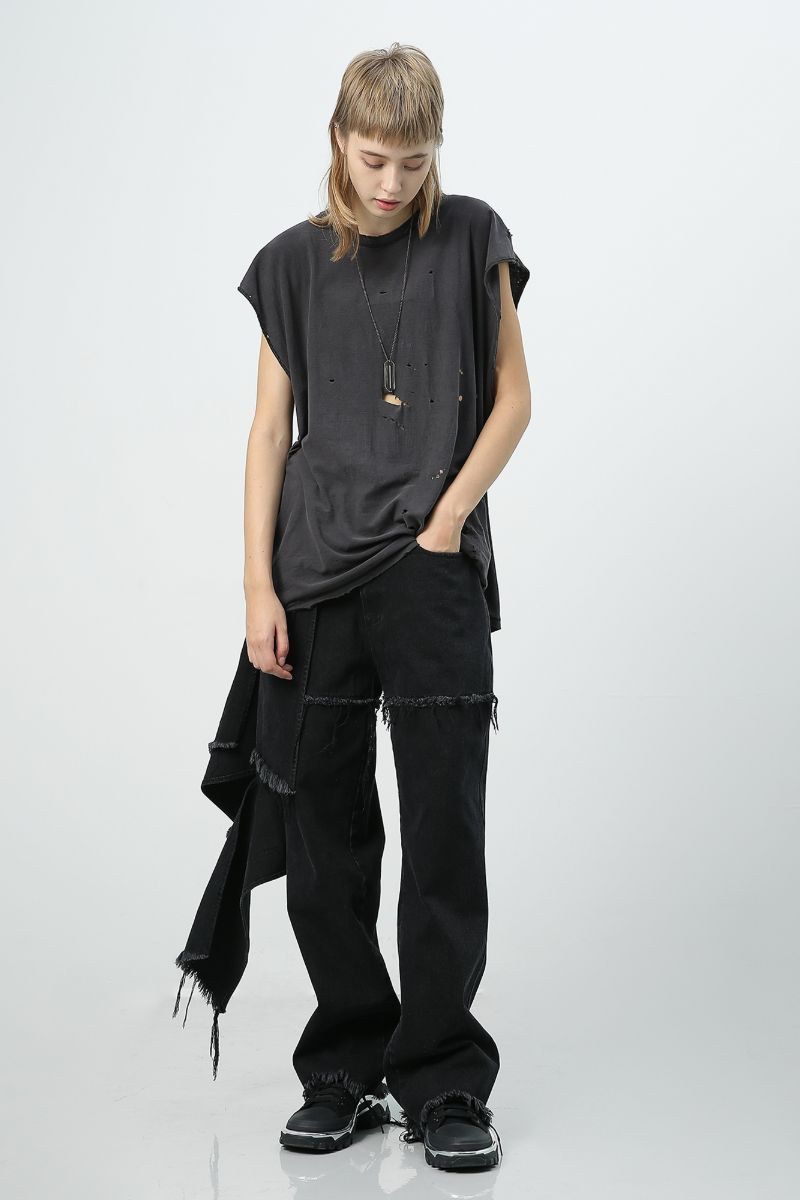 Unknown World Detachable Fabric Washed Jeans