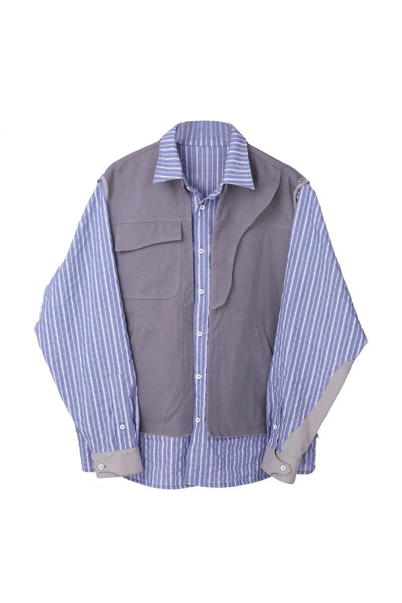 Error Code Striped Stitched Vest Shirt