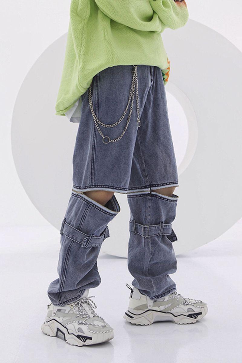 CZ Zipper Straps Loose Jeans