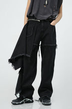 Unknown World Detachable Fabric Washed Jeans