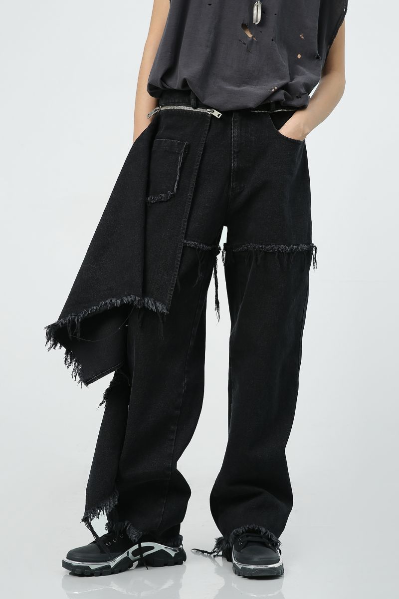 Unknown World Detachable Fabric Washed Jeans