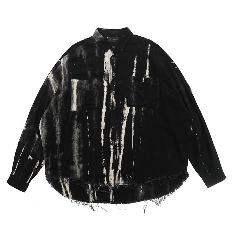 CZ Black Tie Dyed Ripped L/S Shirt