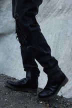 STEEPC Black Washed Distressed Jeans