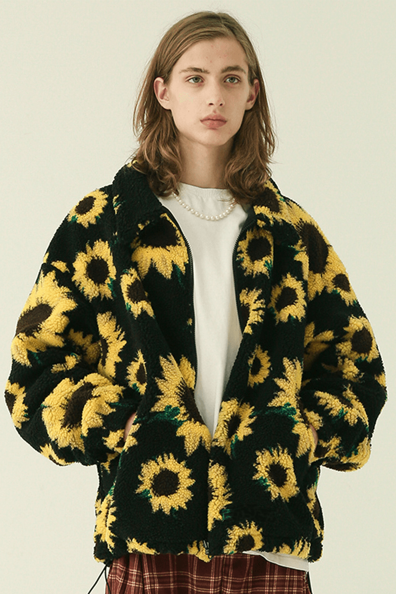 CZ Sunflowers Full Print Sherpa Jacket