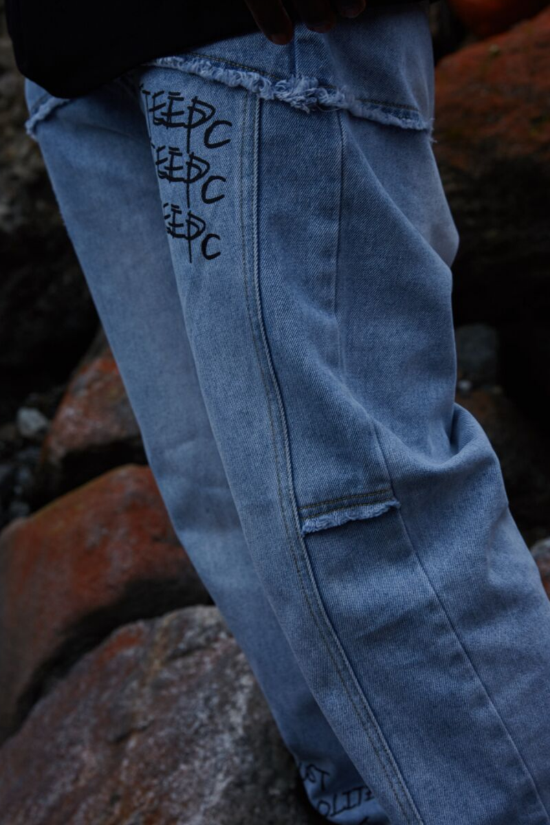 STEEPC Logo Graffiti Zipper Jeans