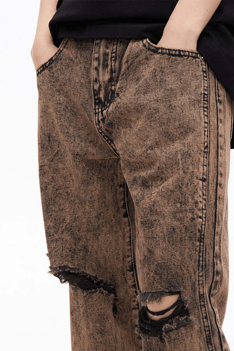CZ Washed Brown Loose Jeans
