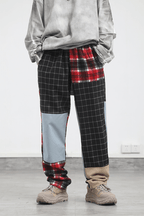 CZ Mixed Plaid Stitching Trousers