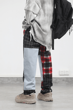 CZ Mixed Plaid Stitching Trousers
