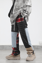 CZ Mixed Plaid Stitching Trousers