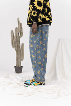 CZ Sunflower Printed Jeans