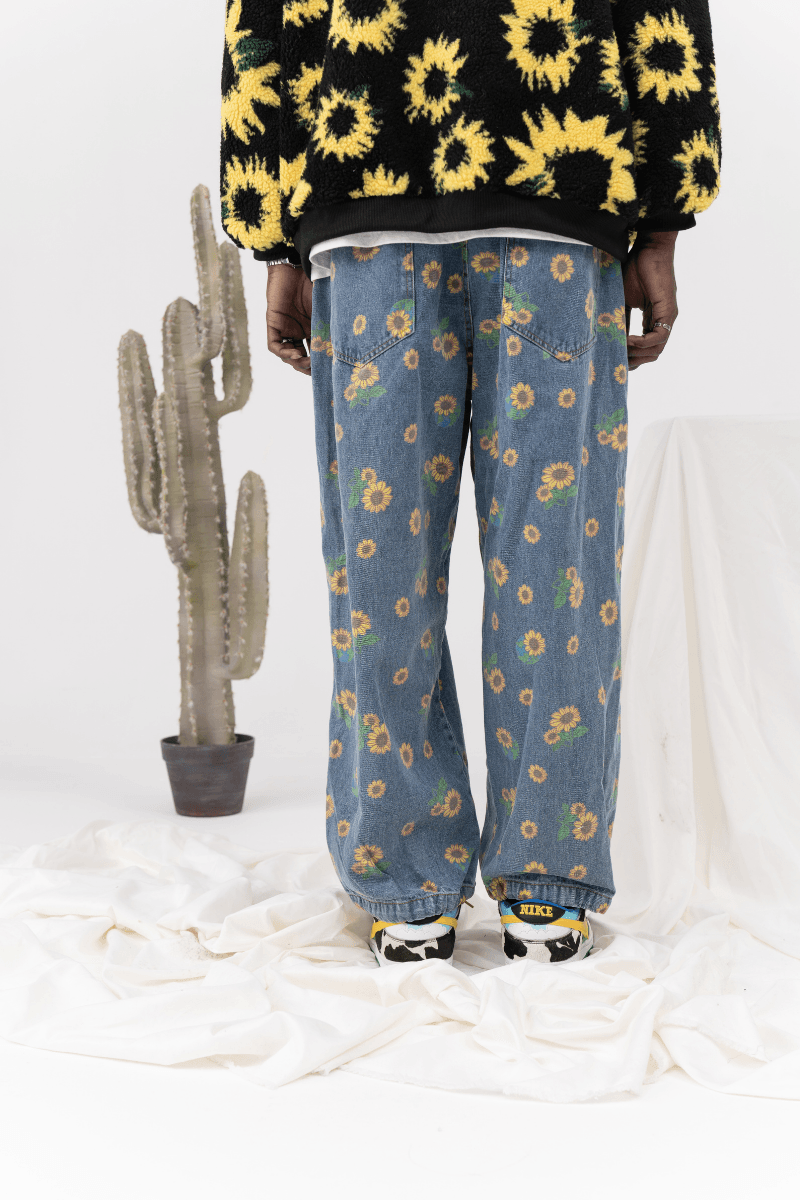 CZ Sunflower Printed Jeans