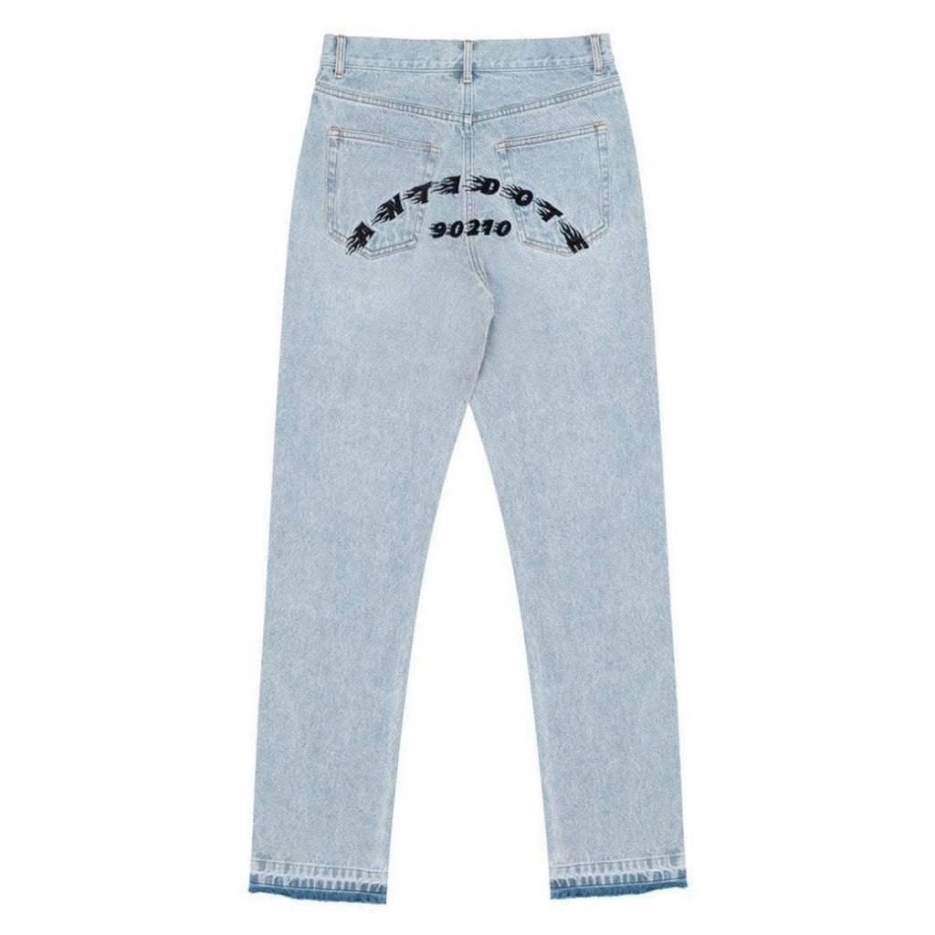 Washed Embroidered Logo Jeans