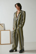 Mix7 Retro Striped Draped Trousers