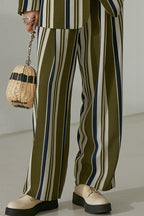 Mix7 Retro Striped Draped Trousers